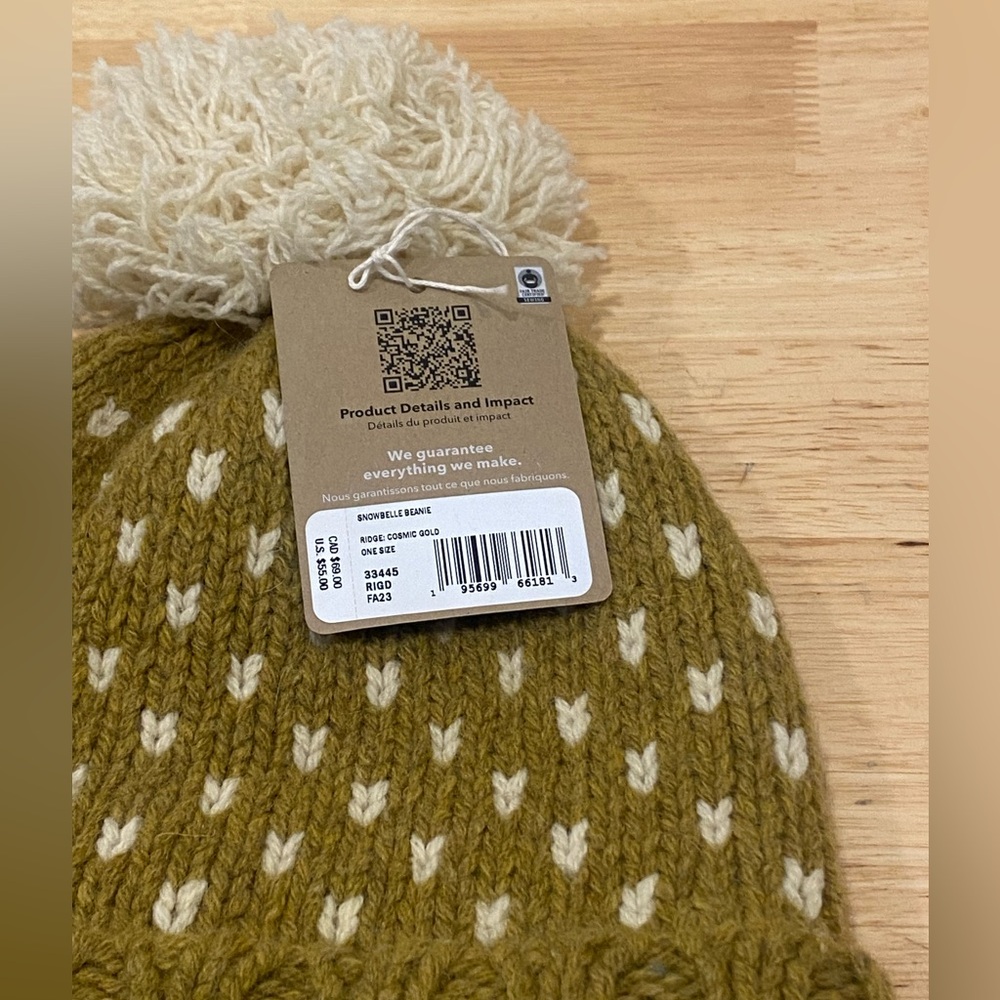 Patagonia women’s Snowbelle beanie ridge Cosmic Gold with fleece headband NWT OS - Picture 5 of 8